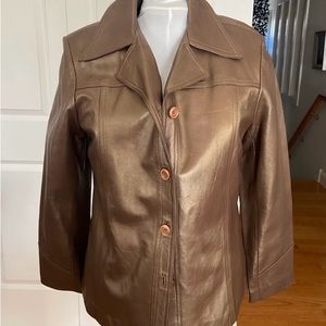 Bronze Iridescent Genuine Leather Vakko Jacket Size L